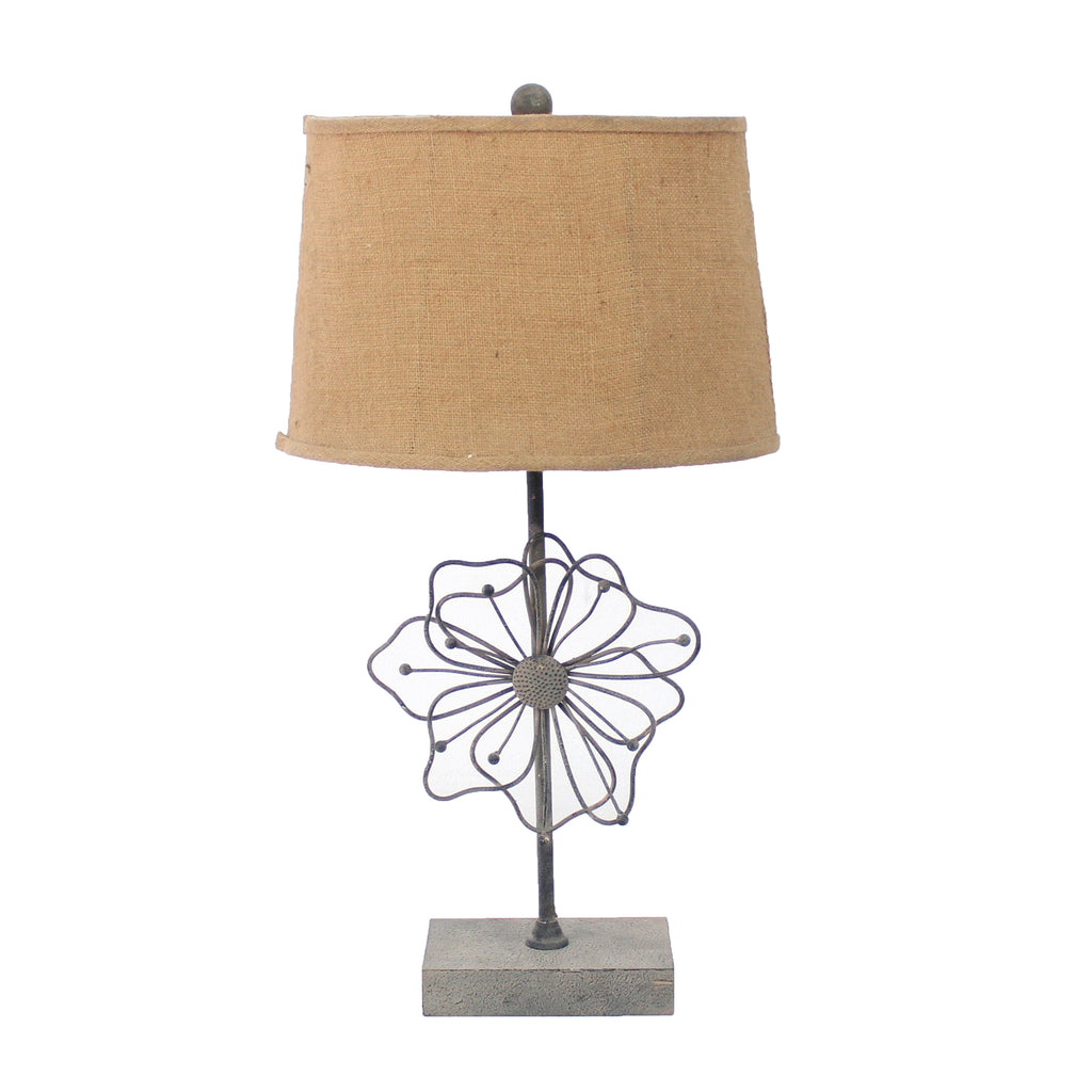 11 X 15 X 27.75 Tan Country Cottage With Blooming Flower Pedestal - Table Lamp - 99fab 