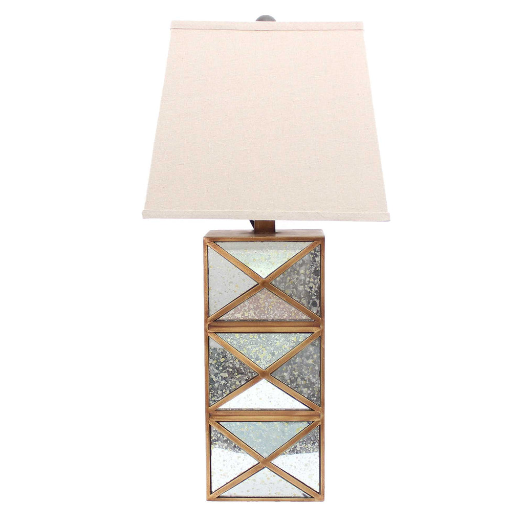6.25 X 6.75 X 27.5 Gold Modern Illusionary Mirrored Base - Table Lamp - 99fab 