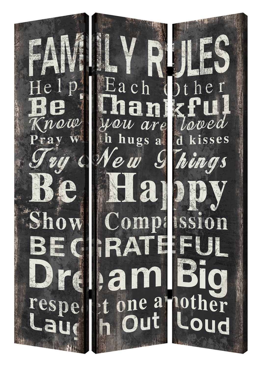 1 X 48 X 72 Multi Color Wood Canvas Family Rule  Screen
