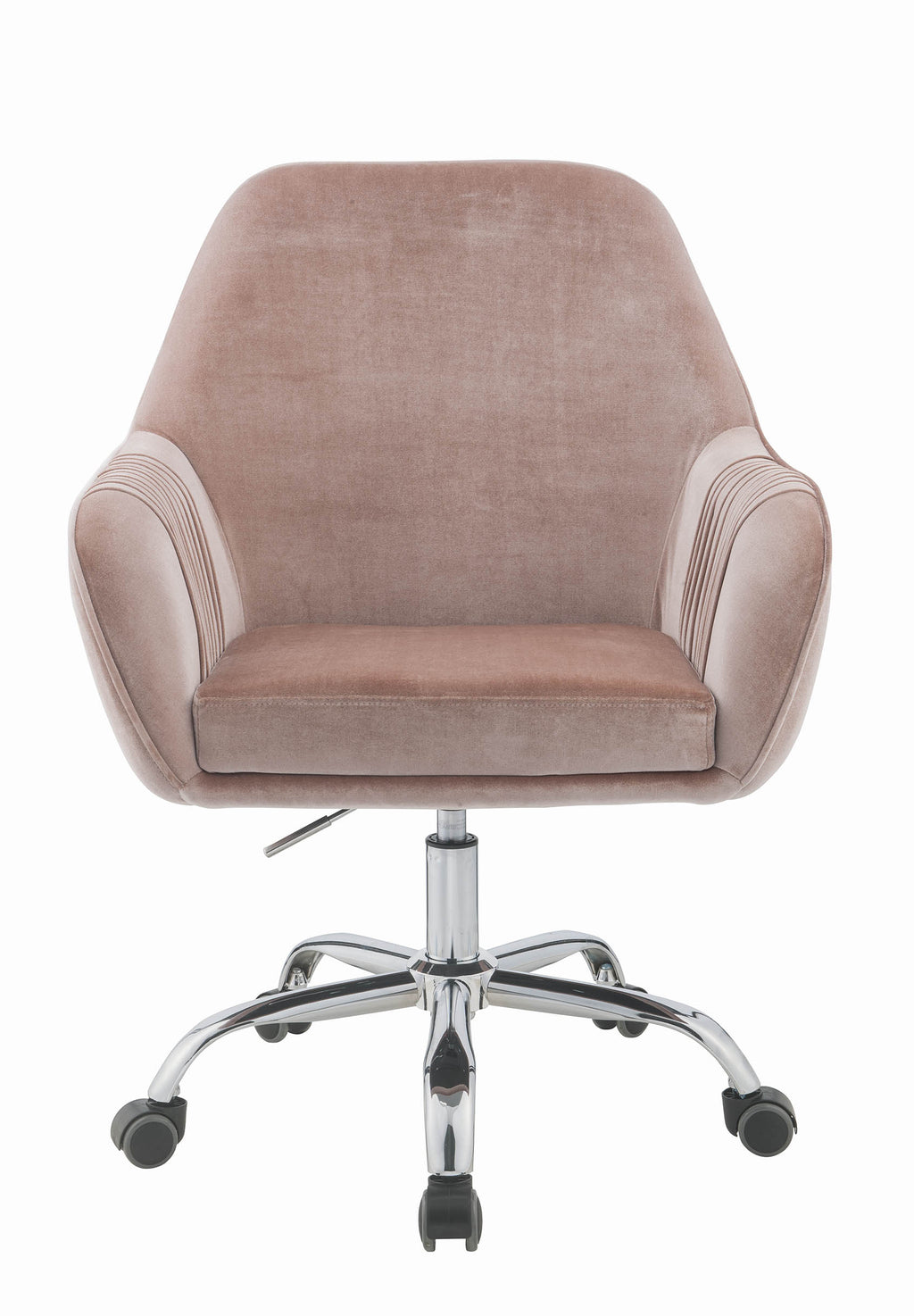 Dusty Rose Velvet Seat Swivel Adjustable Task Chair Fabric Back Steel Frame - 99fab 
