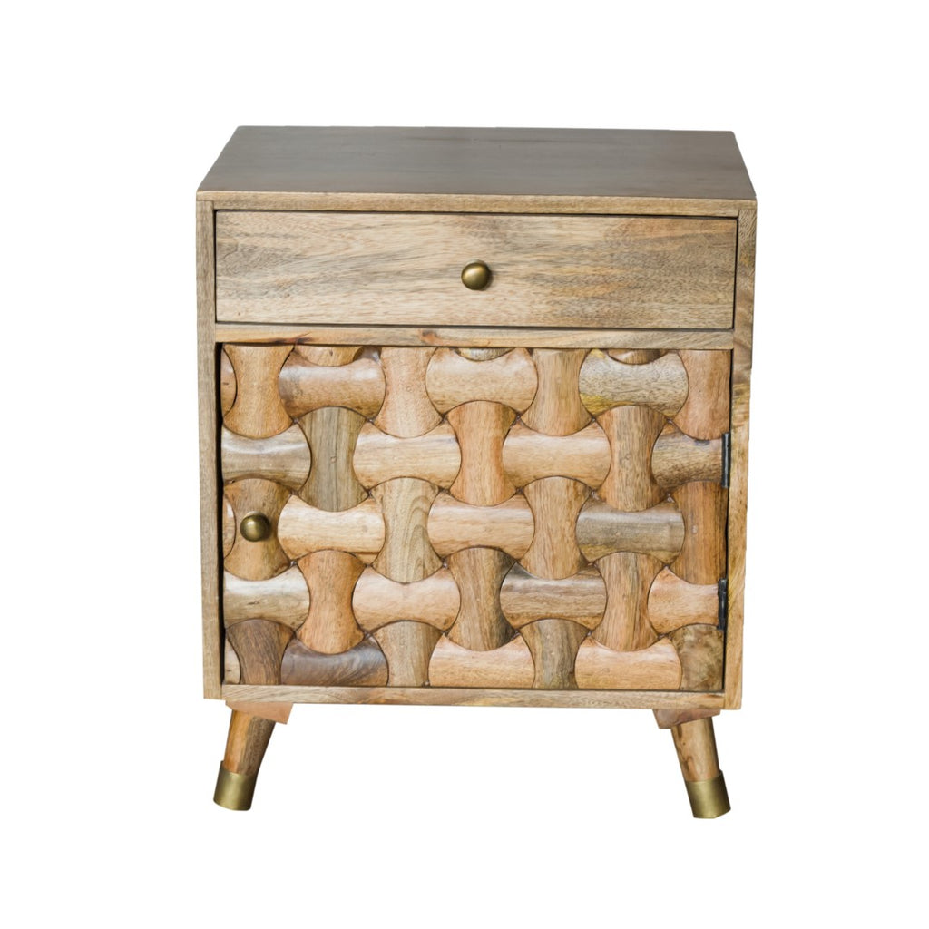 Natural Honey Wood Jigsaw Puzzle Nightstand - 99fab 