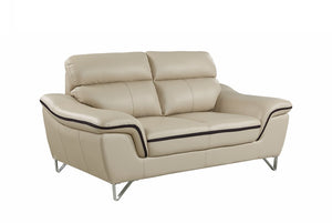 69'" X 36'"  X 40'" Modern Beige Leather Sofa And Loveseat