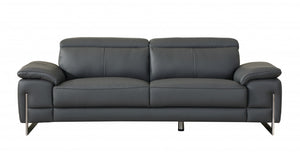 31" Tasteful Dark Grey Leather Sofa