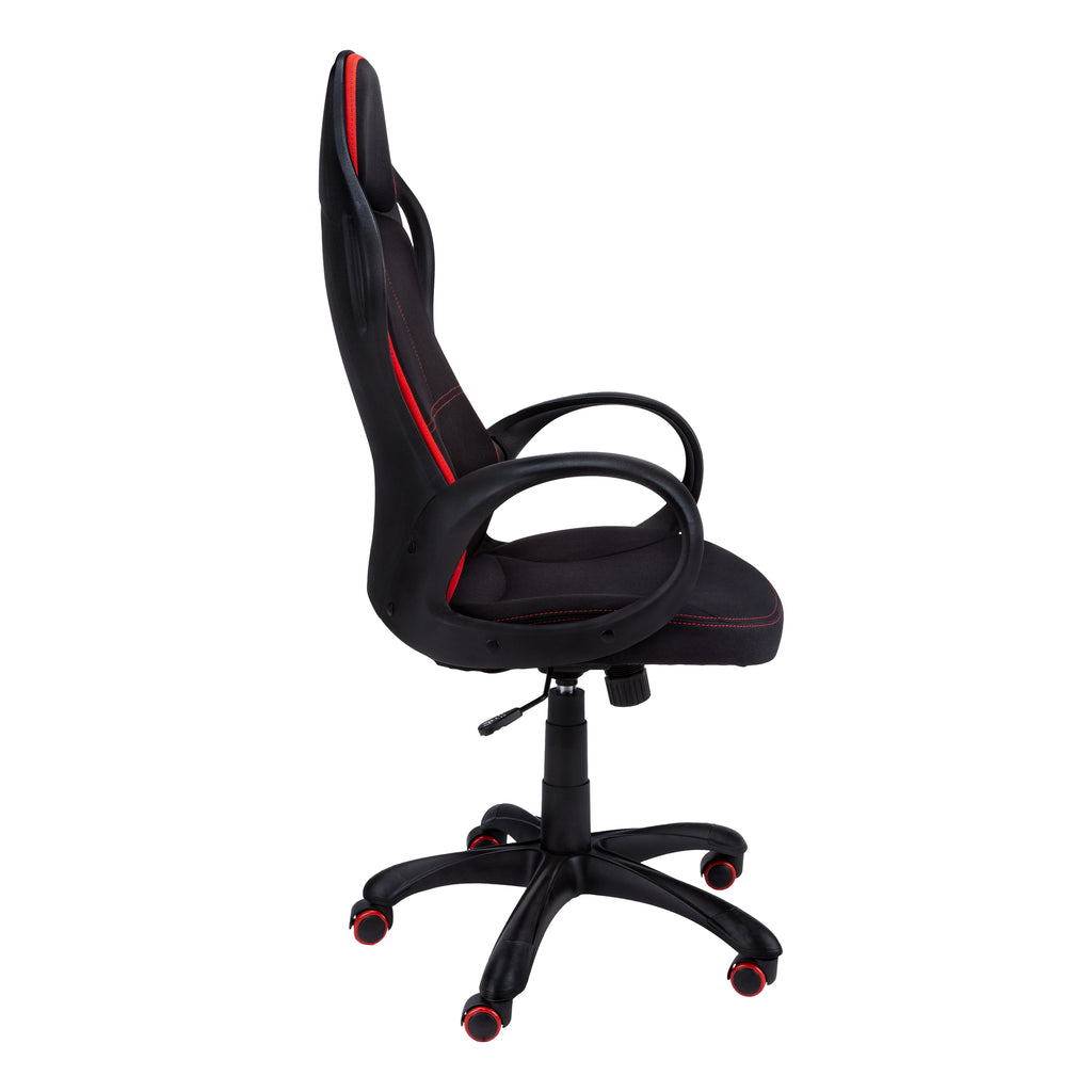 Black Fabric Tufted Seat Swivel Adjustable Gaming Chair Fabric Back Plastic Frame - 99fab 