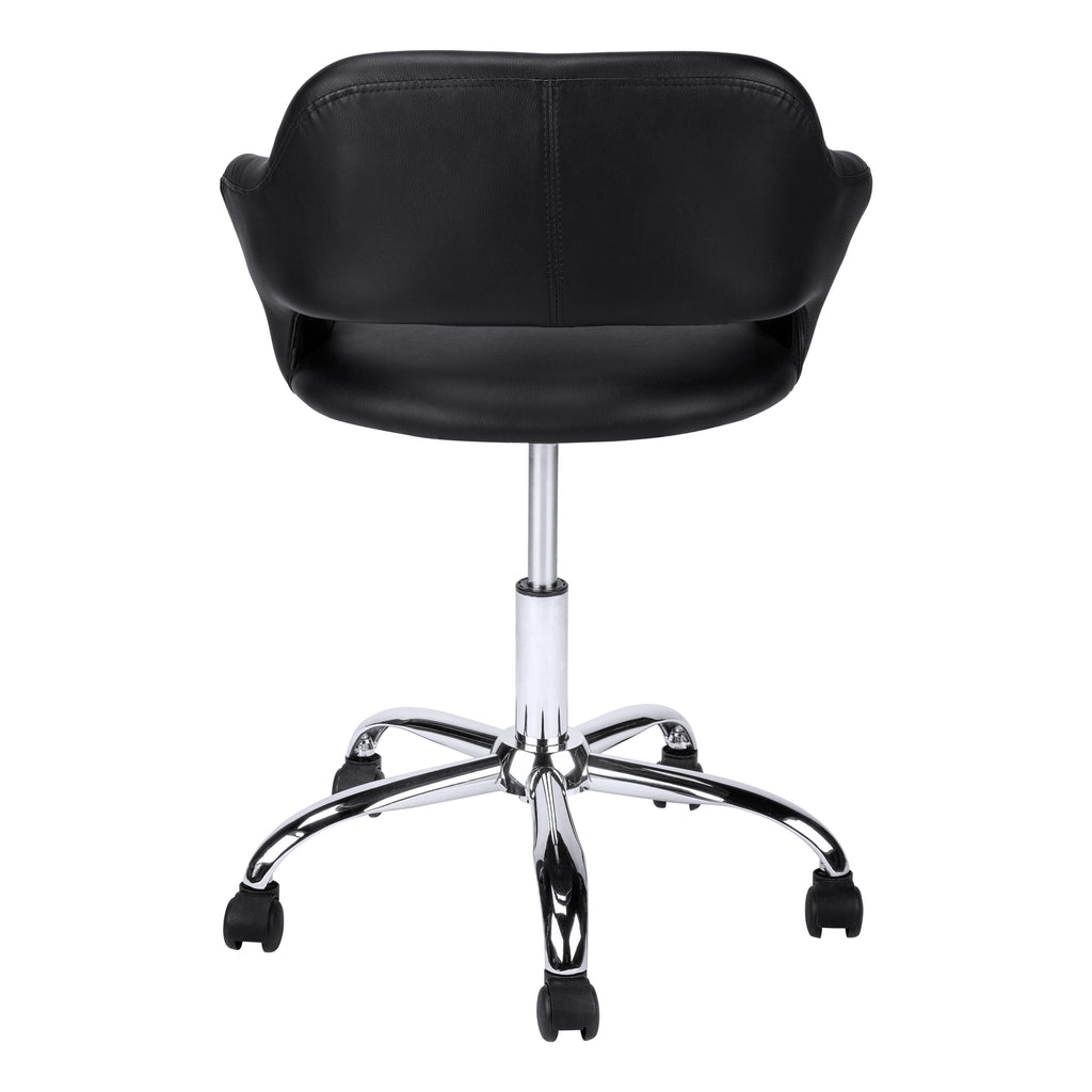 Black Faux Leather Seat Swivel Adjustable Task Chair Leather Back - 99fab 
