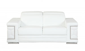 71" X 41" X 29" Modern White Leather Sofa And Loveseat