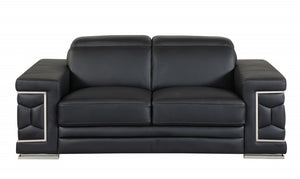 71" X 41" X 29" Modern Black Leather Sofa And Loveseat