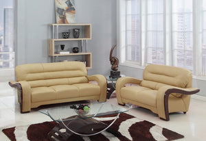 55.9'" X 35.8'"  X 34.3'" Modern Beige Leather Sofa And Loveseat