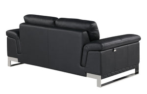 73'" X 39'"  X 32'" Modern Black Leather Sofa And Loveseat