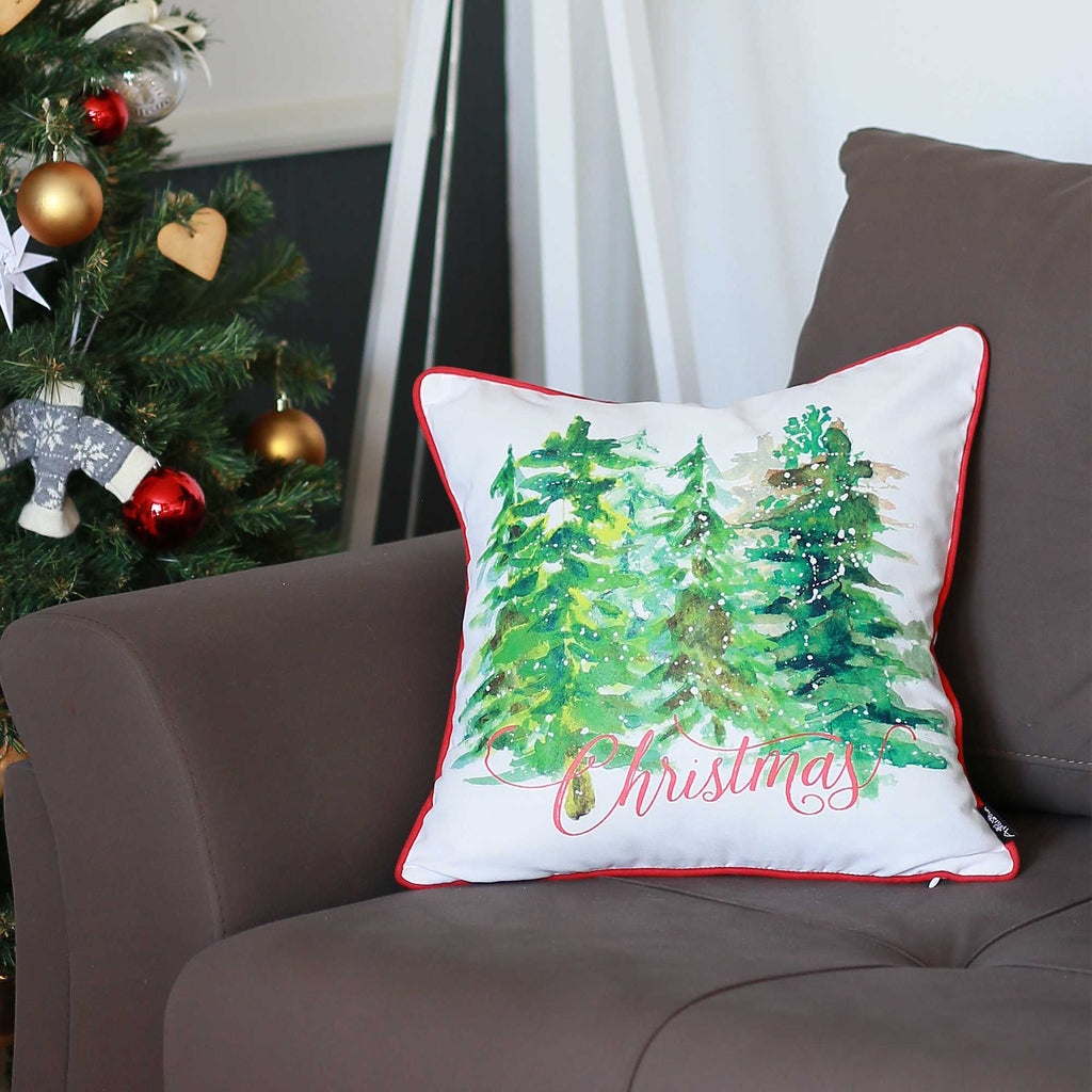 Christmas Tree Forrest Square Printed Decorative Throw Pillow Cover - 99fab 