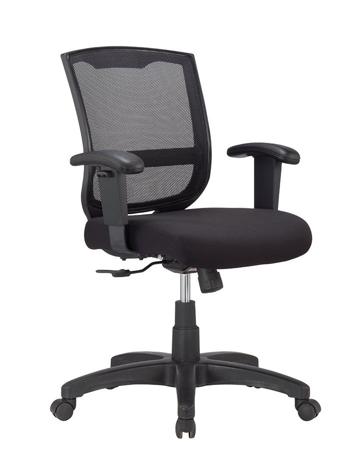 Black Fabric Seat Swivel Adjustable Task Chair Mesh Back Plastic Frame - 99fab 
