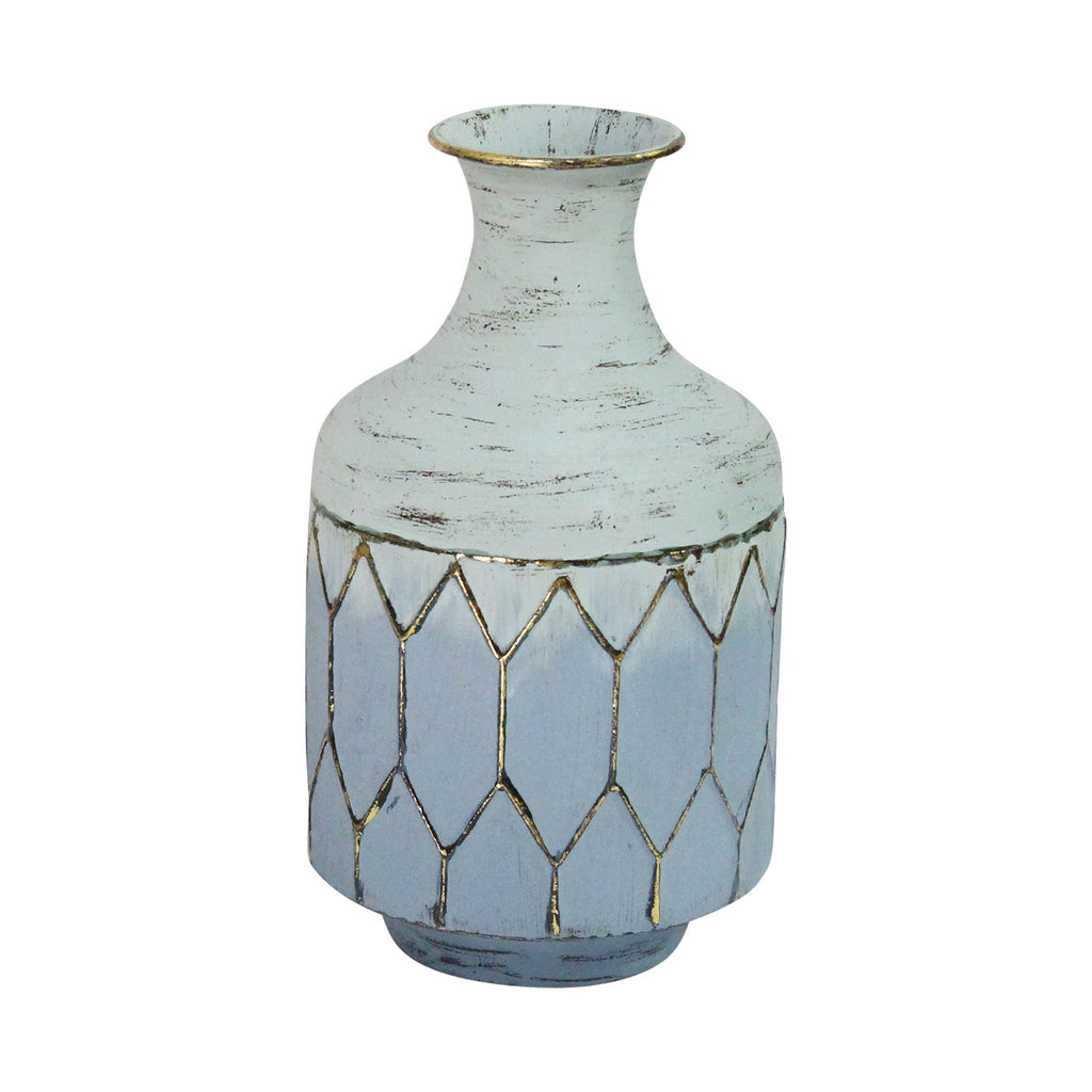 Bohemian Blue Distressed Metal Table Vase - 99fab 