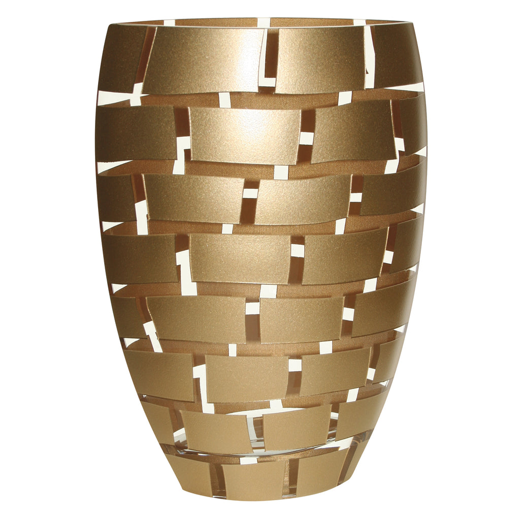 12 Mouth Blown Wall Design Gold Vase - 99fab 