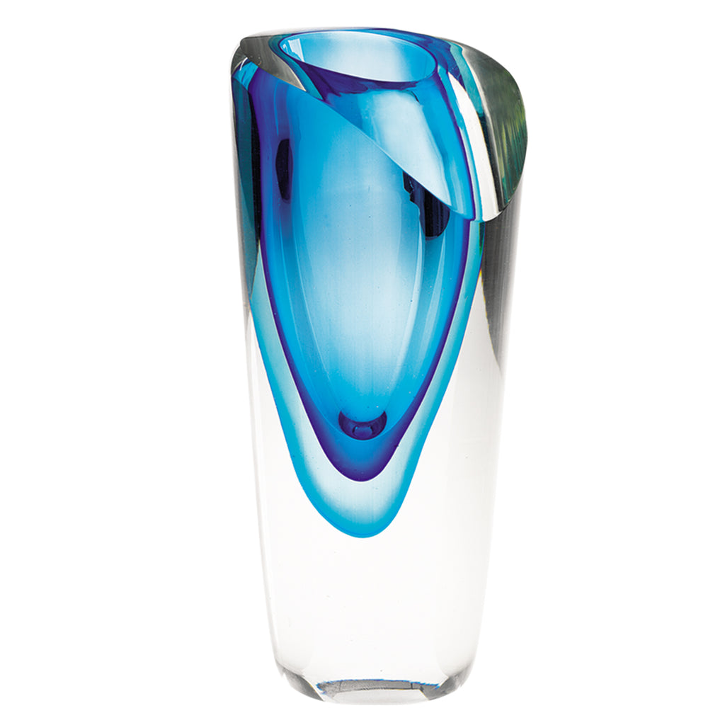75 Mouth Blown Glass Blue Vase - 99fab 