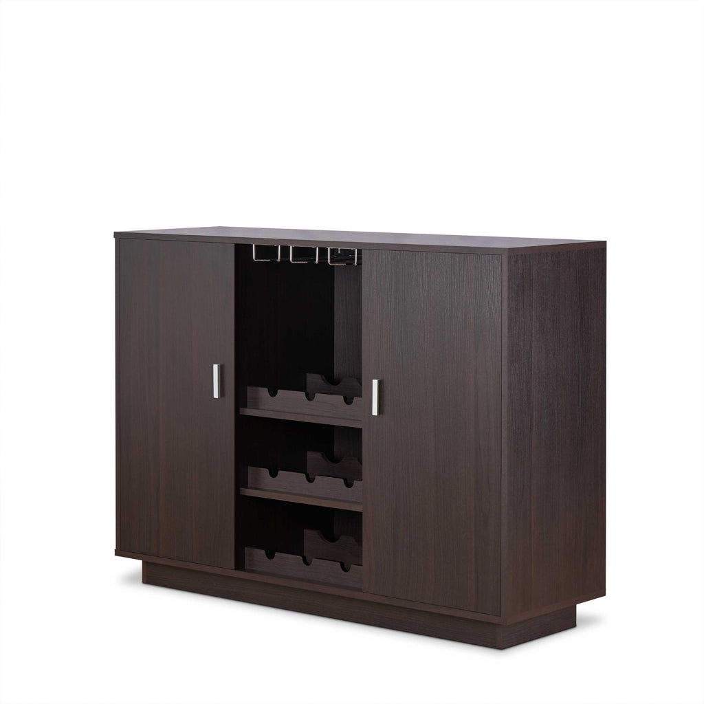 Espresso Wood Finish Wine And Stemware Cabinet - 99fab 