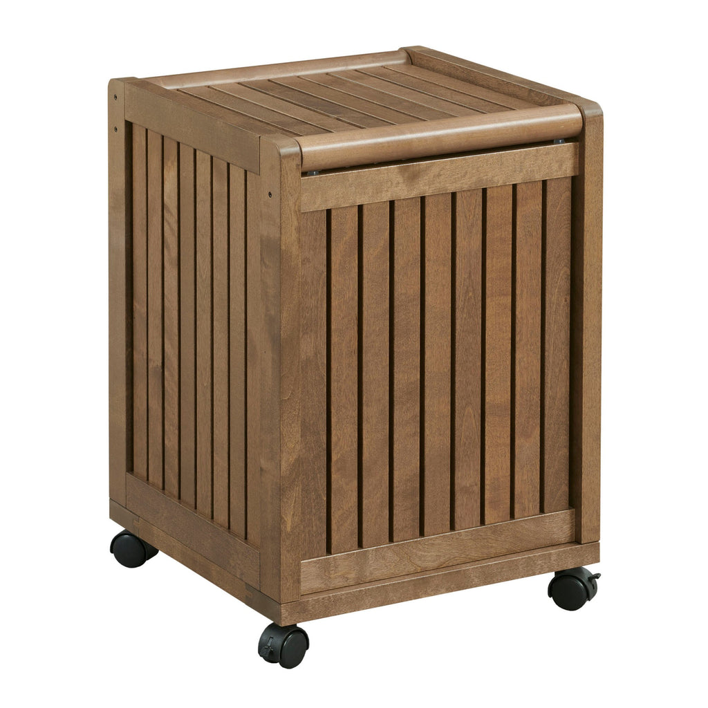 Chestnut Solid Wood Rolling Laundry Hamper With Lid - 99fab 