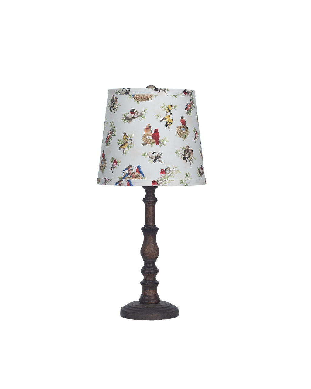 Distressed Brown Traditional Table Lamp With Birds Printed Shade - 99fab 