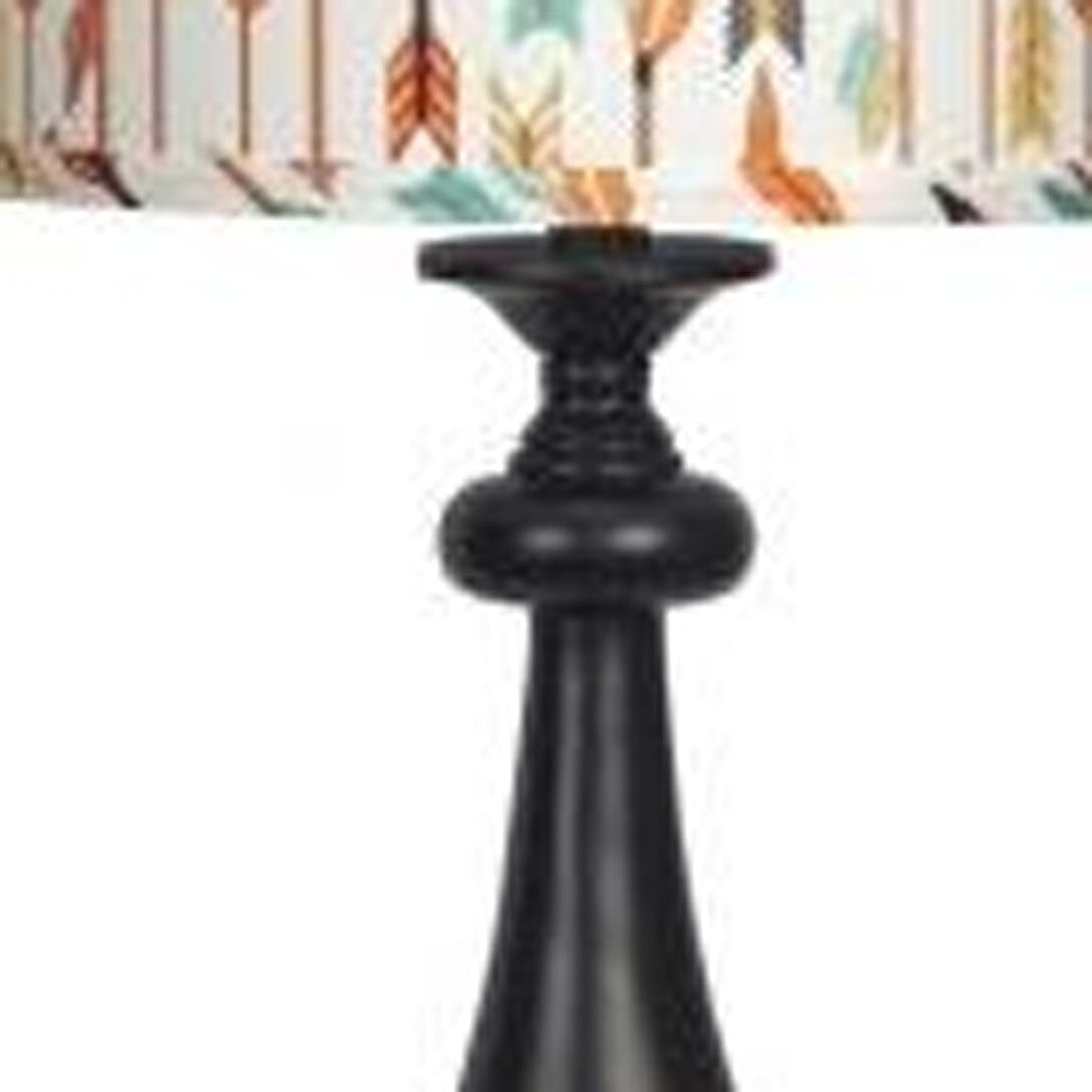 Black Candlestick Multi Color Tribal Arrows Shade Table Lamp - 99fab 