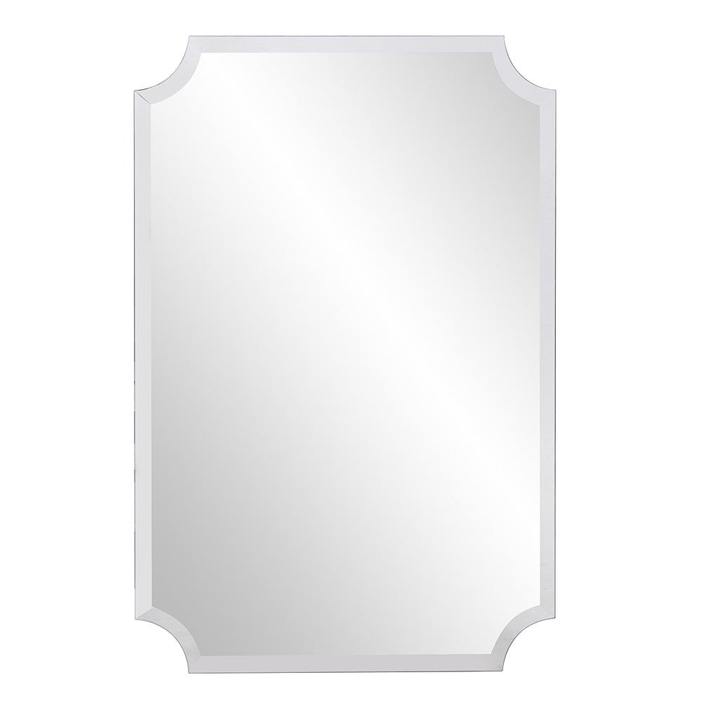 Minimalist  Rectangle Mirror With Beveled Edge And Scalloped Corners - 99fab 