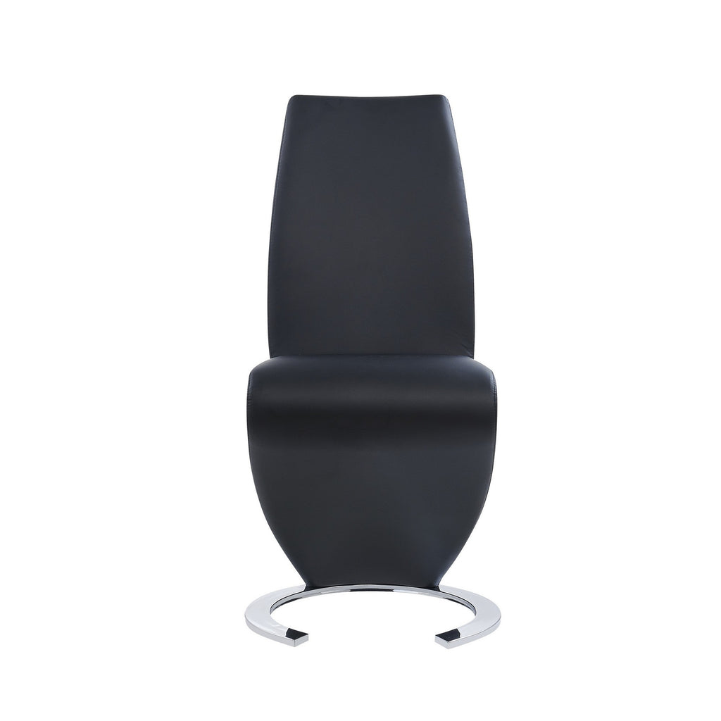 Set of 2 Black Z Shape design Dining Chairs with Horse Shoe Shape Base - 99fab 