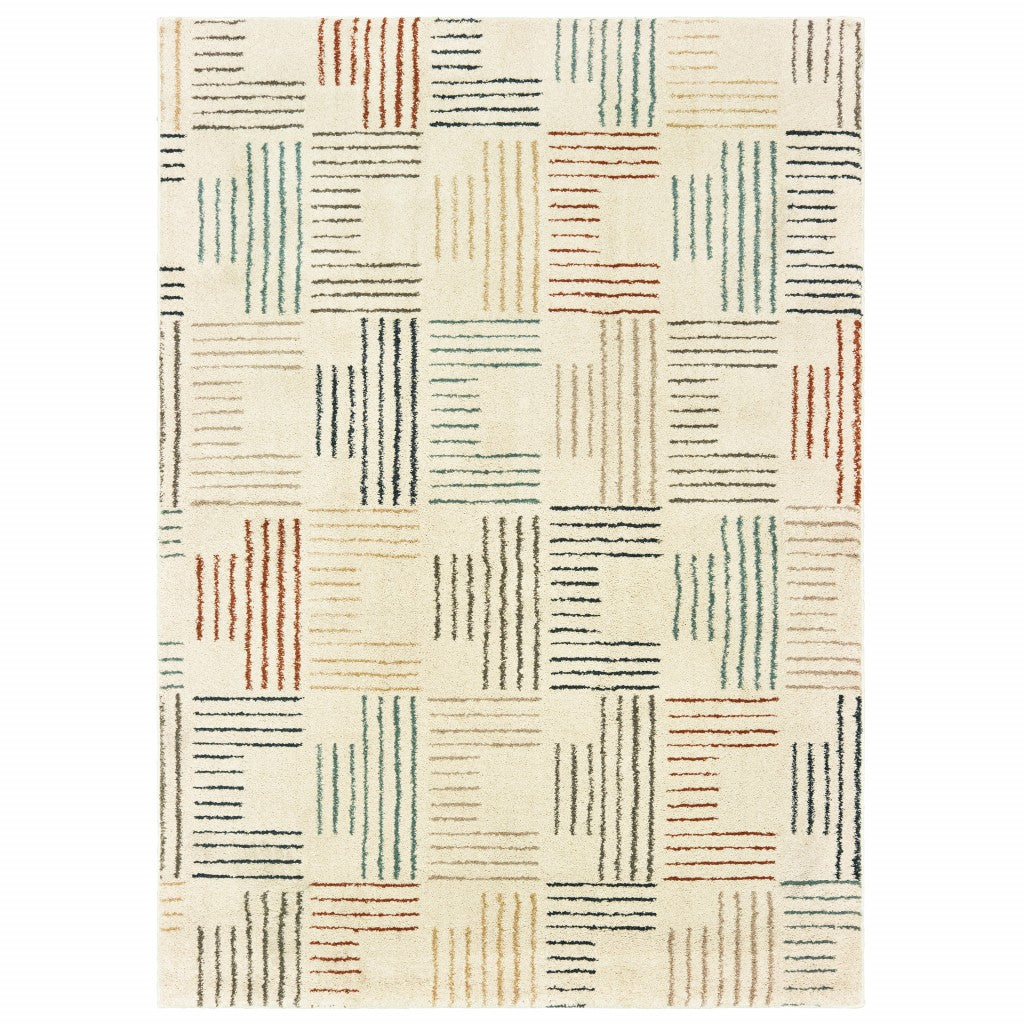 3' X 6' Ivory Multi Neutral Tone Scratch Indoor Area Rug - 99fab 