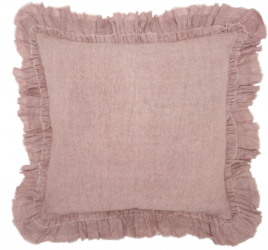 Dainty Ruffle Edged Pink Throw Pillow - 99fab 