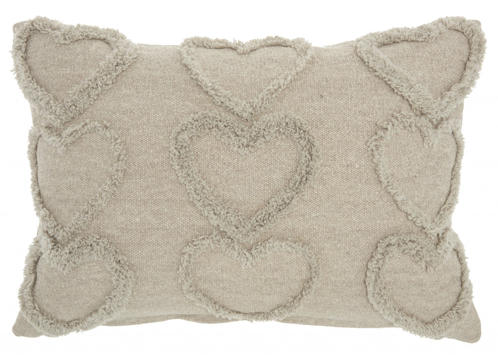 Whimsical Heart Detail Gray Lumbar Pillow - 99fab 