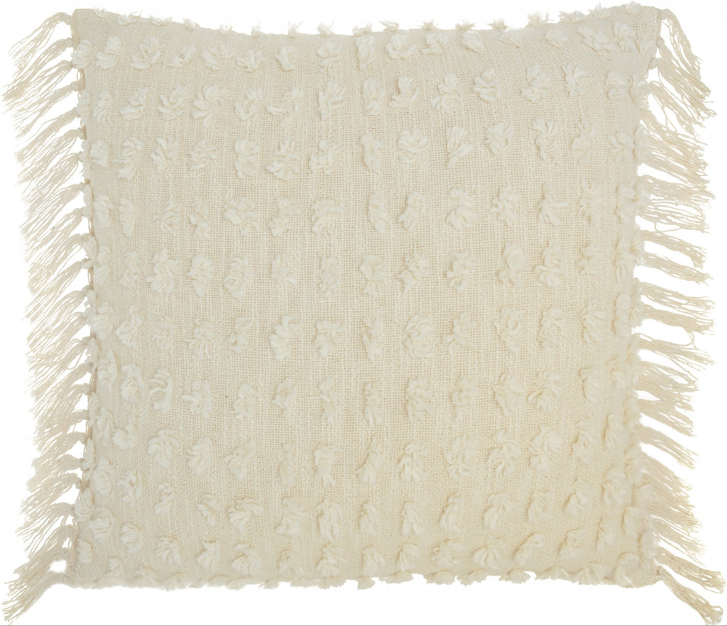 Tassel Detailed White Throw Pillow - 99fab 