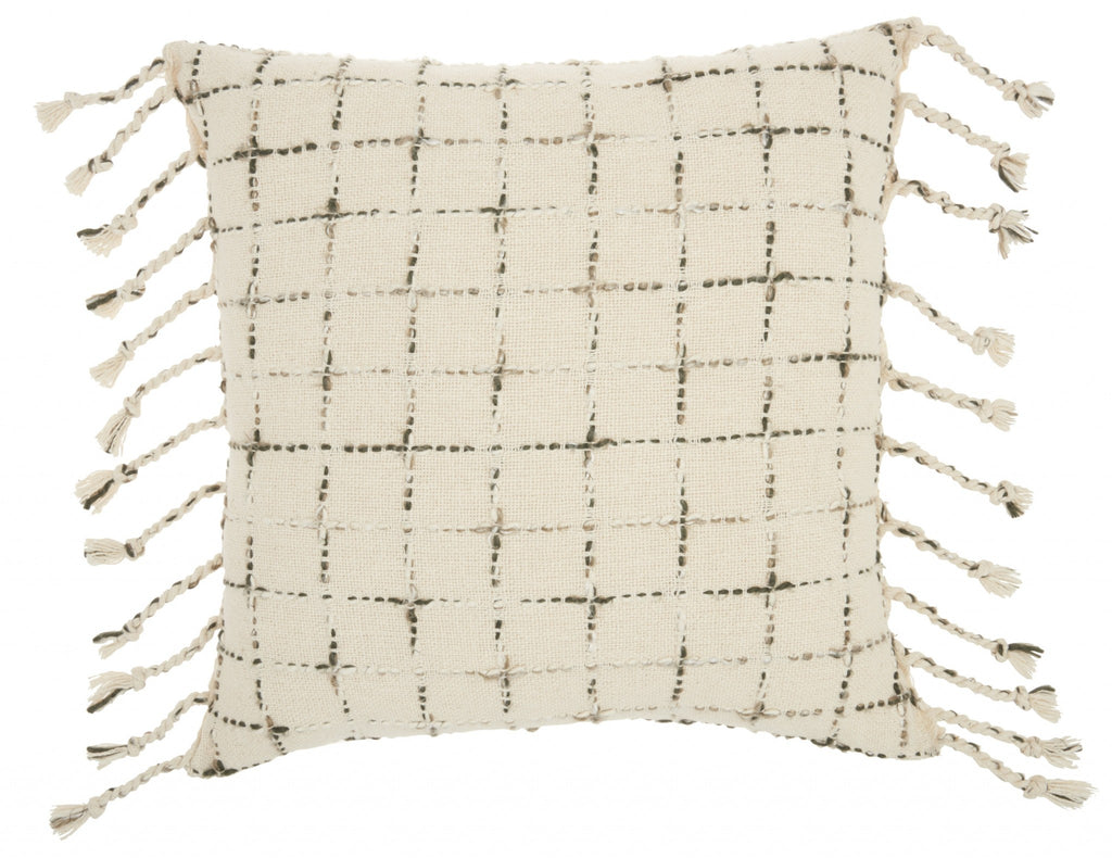 Brown And White Grid Detail Throw Pillow - 99fab 