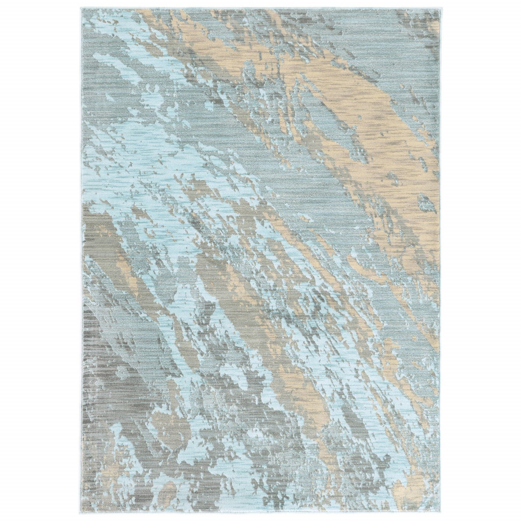 10’X13’ Blue And Gray Abstract Impasto Area Rug