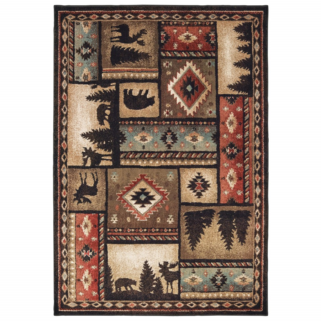 10’X13’ Black And Brown Nature Lodge Area Rug