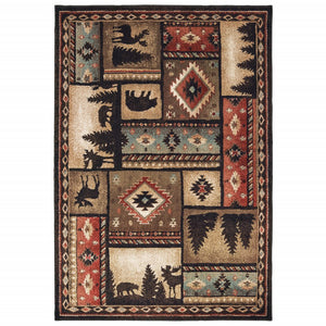 10’X13’ Black And Brown Nature Lodge Area Rug