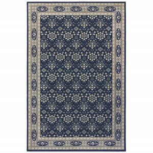 2’X3’ Navy And Gray Floral Ditsy Scatter Rug