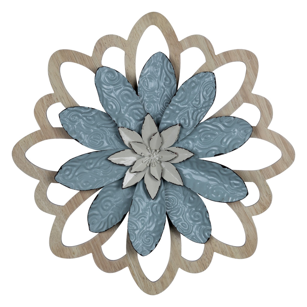 Blue Embossed Floral Wall Decor - 99fab 