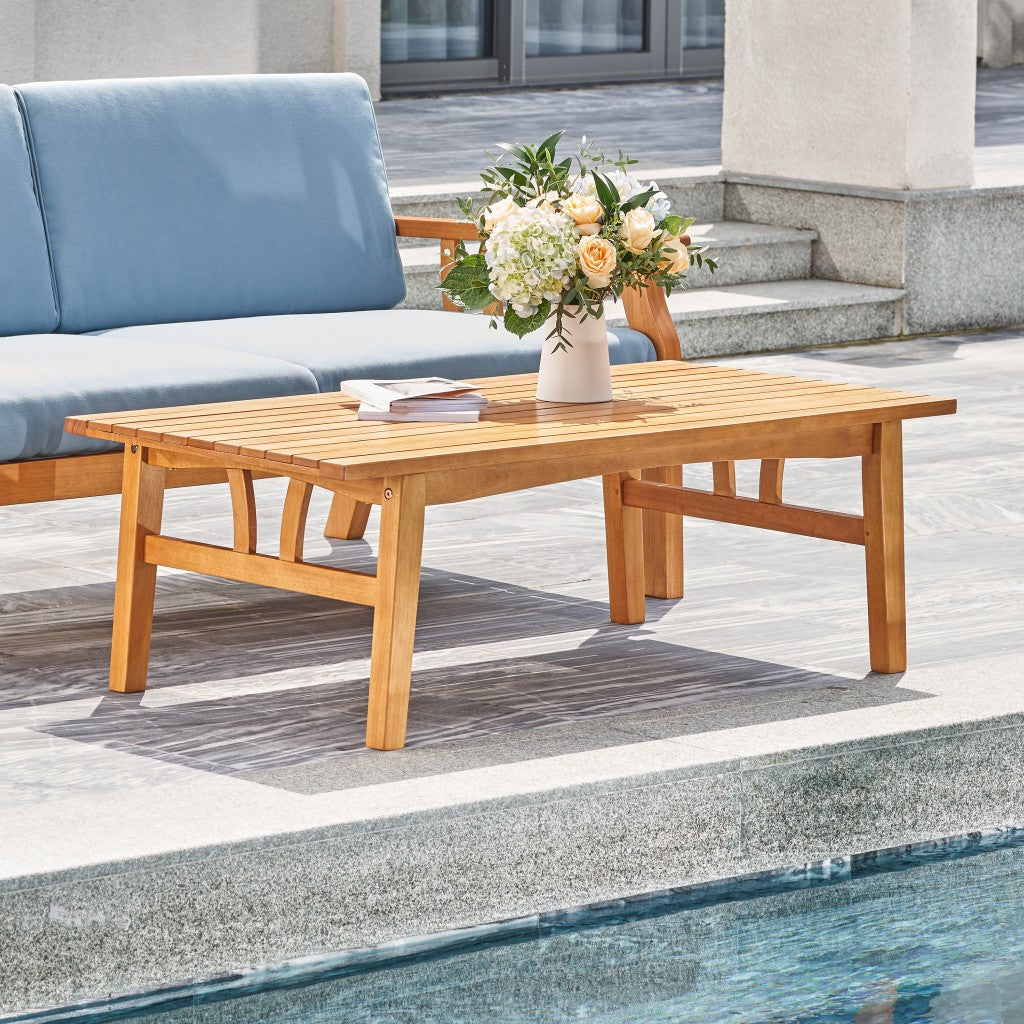 Natural Wood Outdoor Rectangular Coffee Table - 99fab 