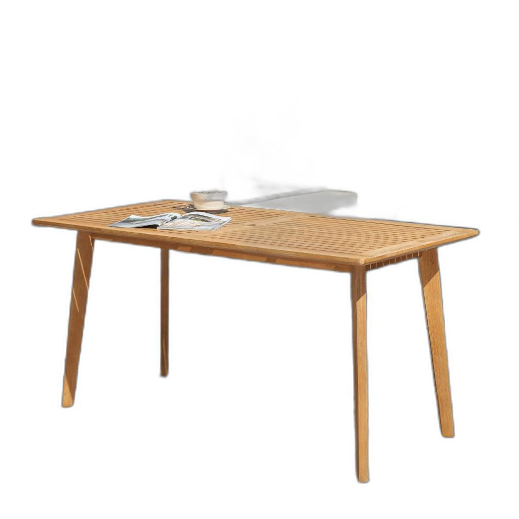 Natural Wood Dining Table With Slatted Top - 99fab 