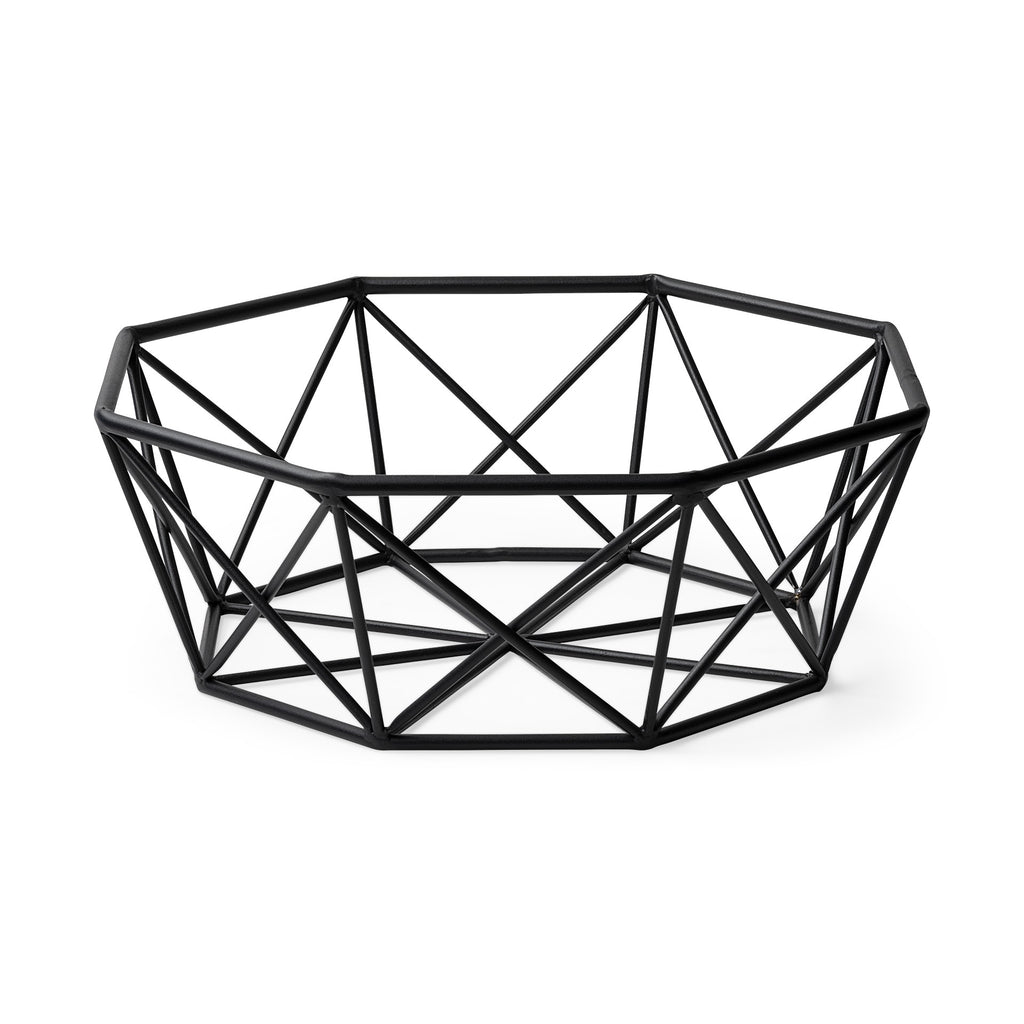 Black Geometric Metal Centerpiec Bowl - 99fab 