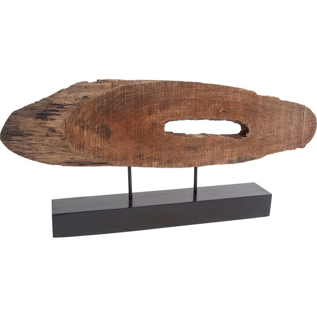 Brown Oval Shaped Wooden Sculpture - 99fab 