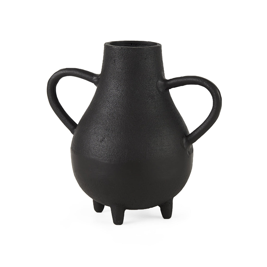 Black Matte Metal Two Handle Vase - 99fab 