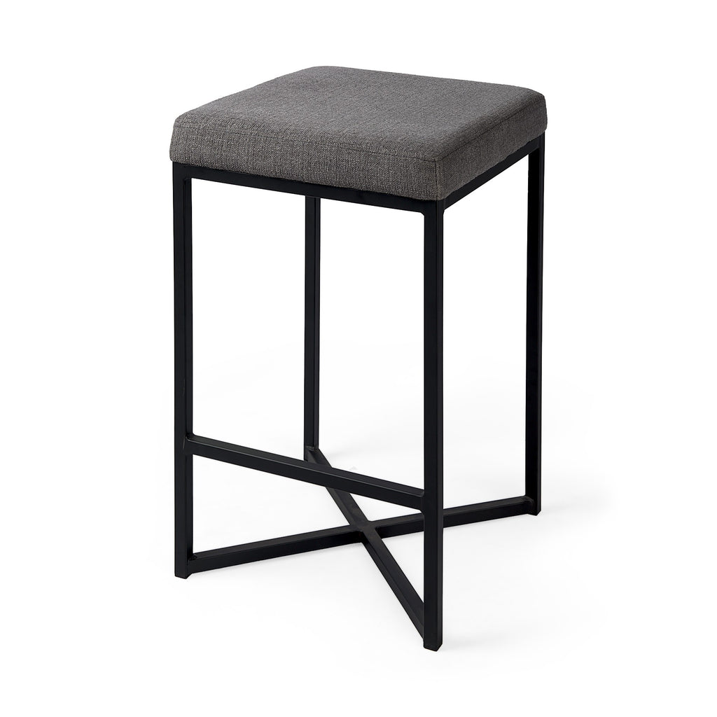 Geo Cube Black Metal And Gray Counter Stool - 99fab 