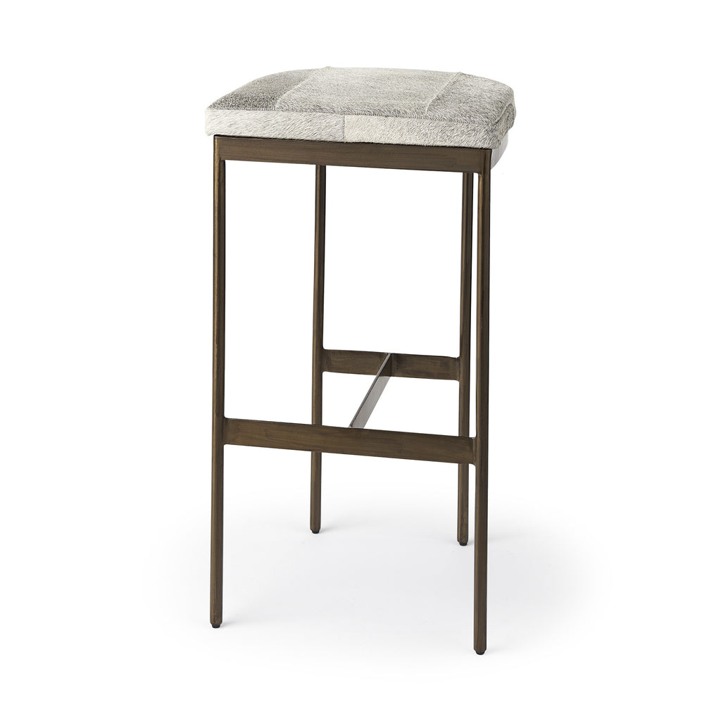 Cowhide Bar Stool With Gold Metal Frame - 99fab 