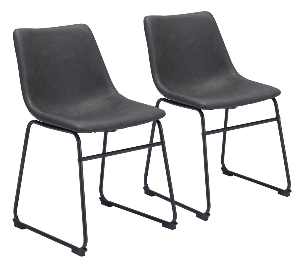 Set Of 2 Black Solid Back Dining Chairs - 99fab 