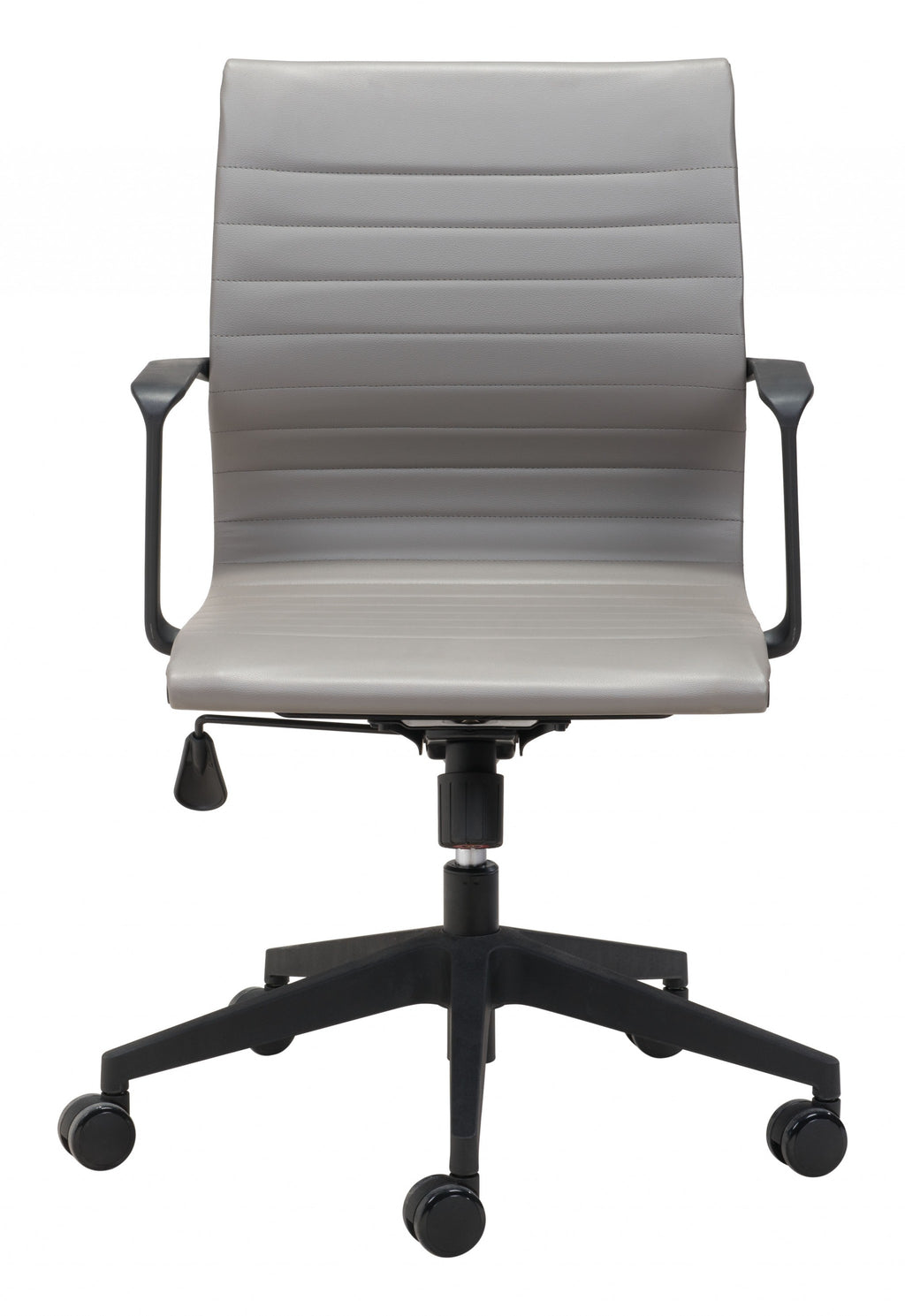 Gray Faux Leather Seat Swivel Adjustable Task Chair Metal Back Steel Frame - 99fab 