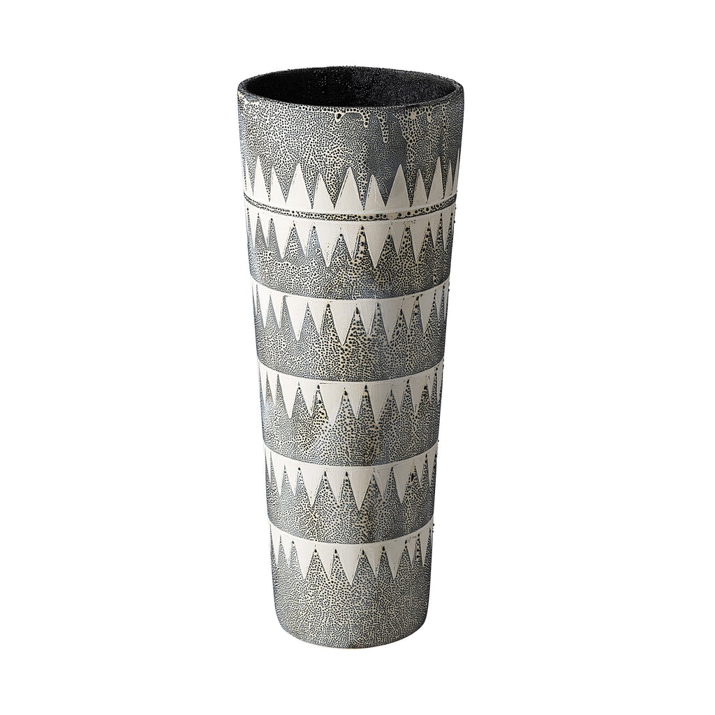 Gray and White Tribal Pattern Vase - 99fab 