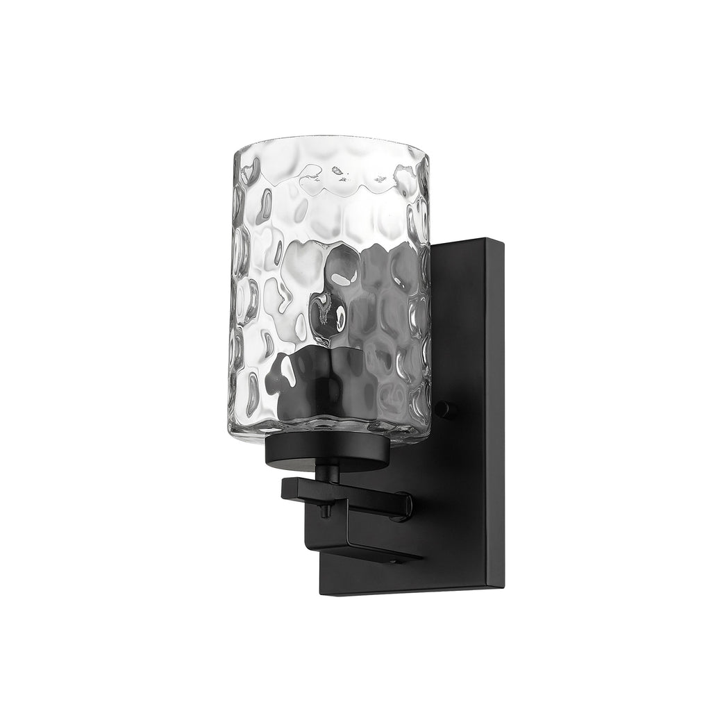 Black Metal and Pebbled Glass Wall Sconce - 99fab 