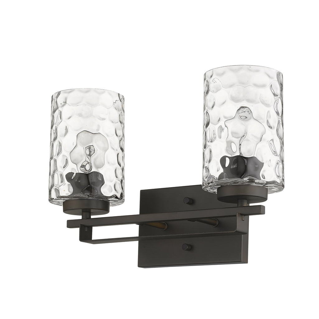 Bronze Metal and Pebbled Glass Two Light Wall Sconce - 99fab 