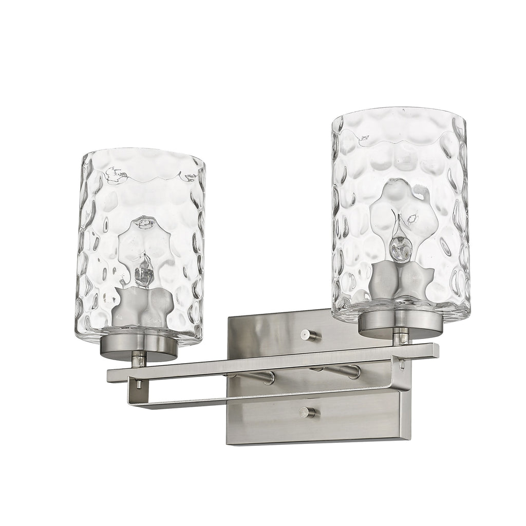 Silver Metal and Pebbled Glass Two Light Wall Sconce - 99fab 
