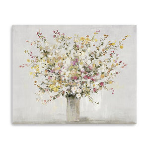 Large Colorful Wildflowers in a Vase Canvas Wall Art