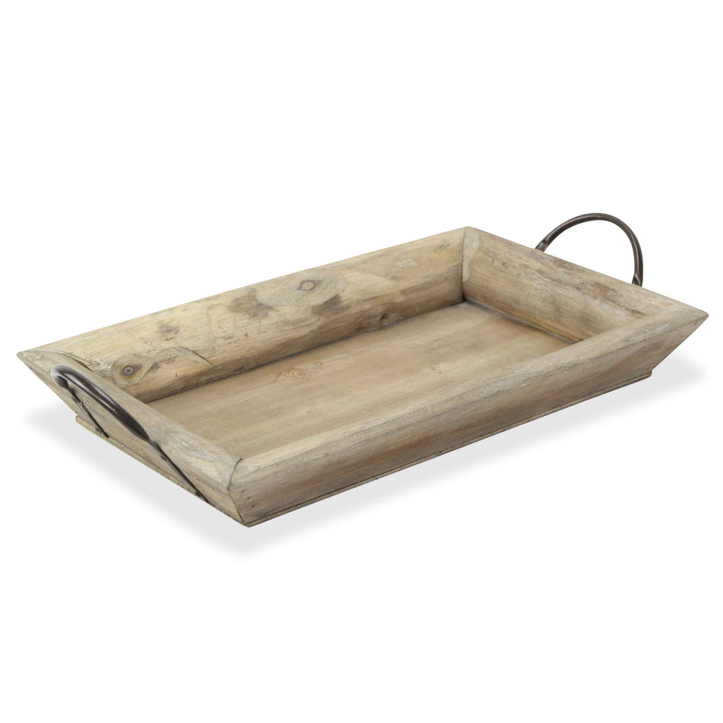 Deep Wooden Tray with Metal Handles - 99fab 