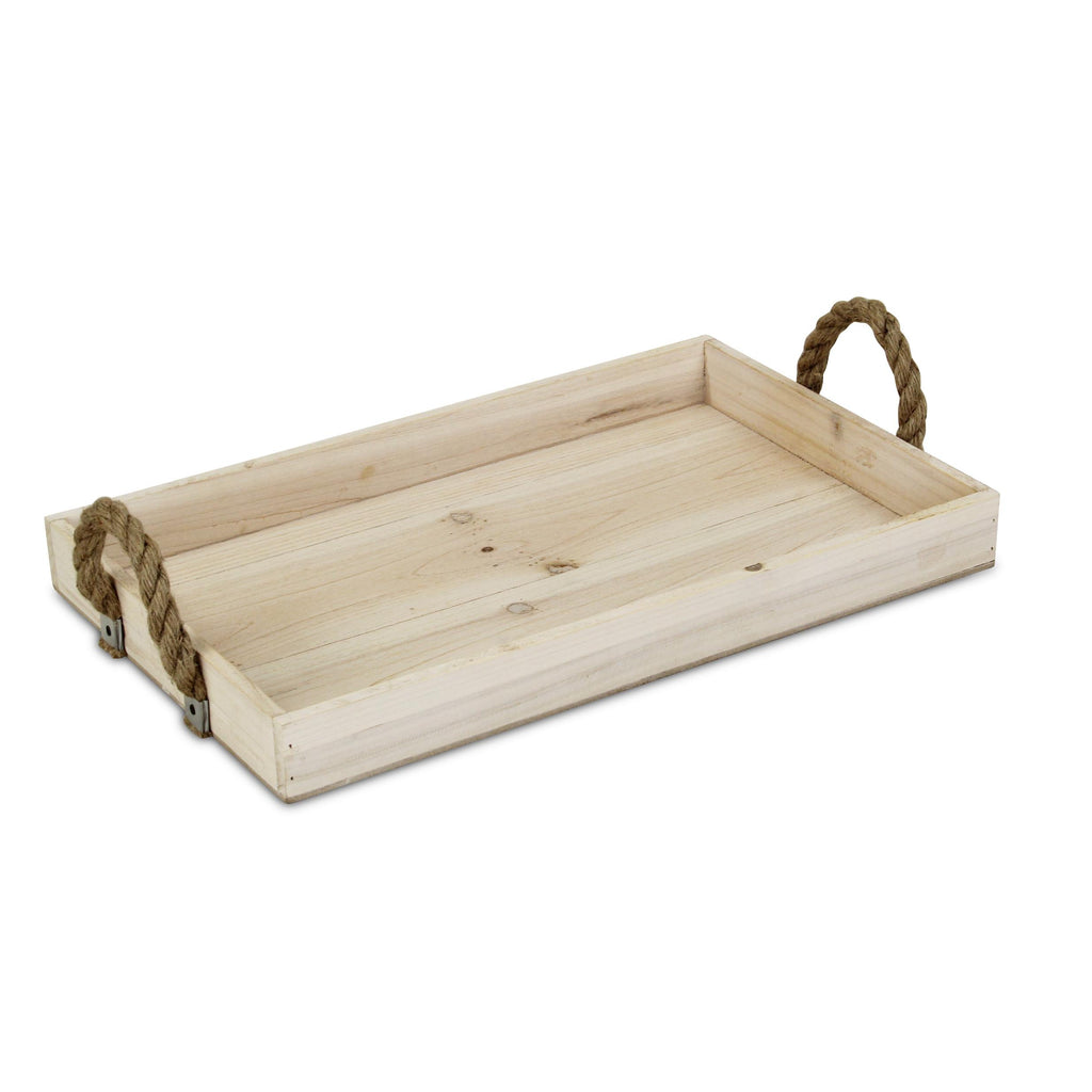 Natural Wooden Tray with Rope Handles - 99fab 